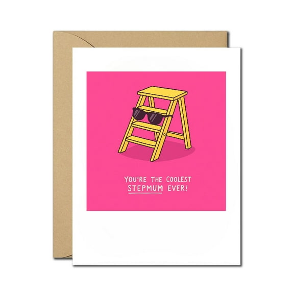 You're the Coolest Stepmum Ever Funny Card - Stepmum Appreciation Greeting Card - Humorous Mother's Day, Birthday or Thank You Card for Stepmom - Blank Inside with Envelope