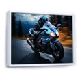 thumbnail image 2 of Designart "Blue Yellow Motorcycle Euphony" Transportation Floater Framed Canvas Art Print, 2 of 7