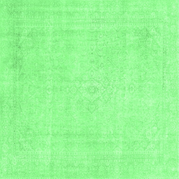 Ahgly Company Indoor Square Abstract Emerald Green Modern Area Rugs, 6' Square