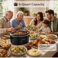 thumbnail image 6 of Gourmia 6 Qt Manual Slow Cooker, 3 Heat Settings, Removable Ceramic Pot, Black, 6 of 12
