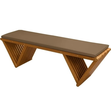 Innovaze 62.8 in. 2-Person Cedar Tone Solid Fir Wood Outdoor Bench with Weatherproof Cushion