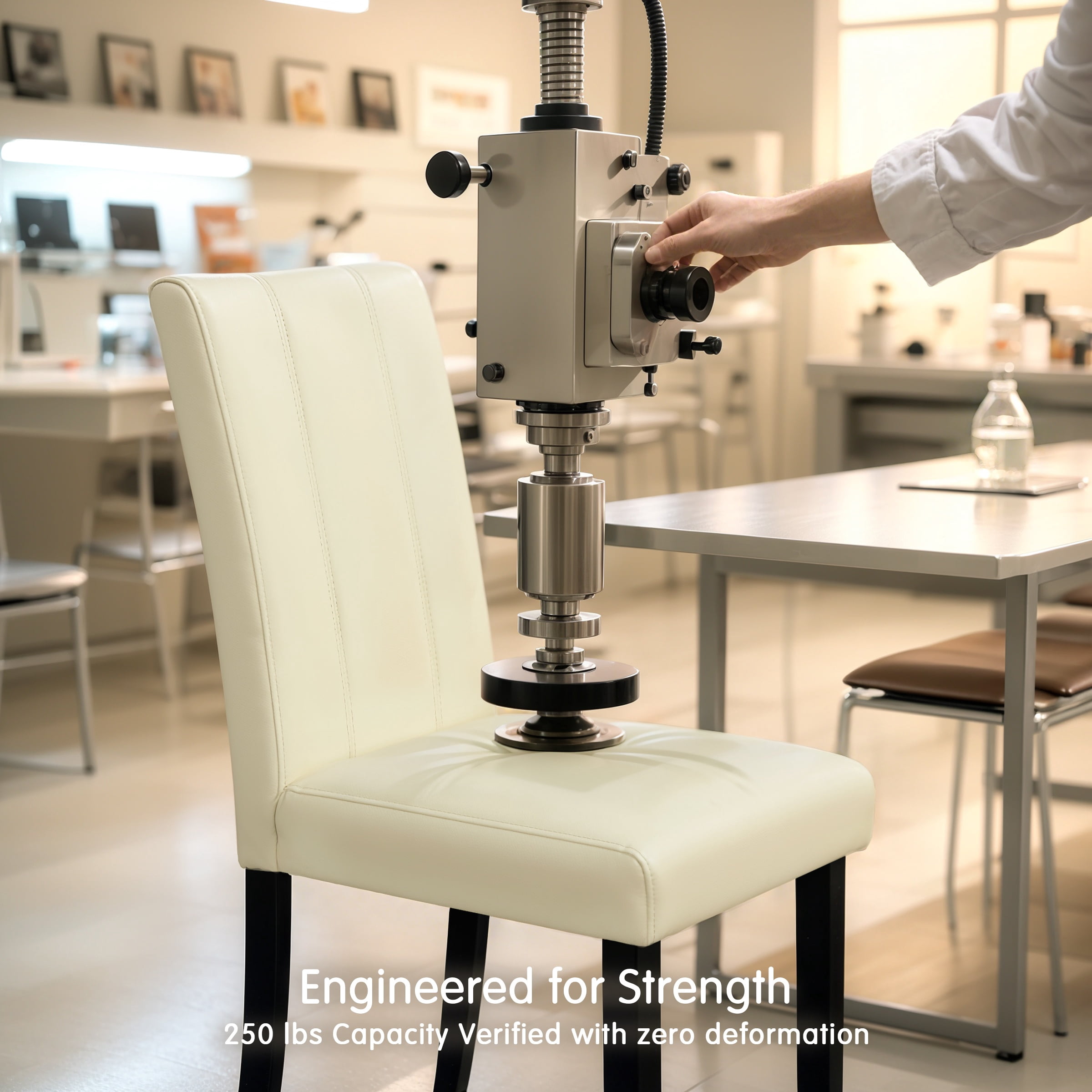 DyFun Faux Leather Dining Chairs Set of 2, Upholstered Parsons Chairs for Kitchen Dining Room or Breakfast Nook, Ivory