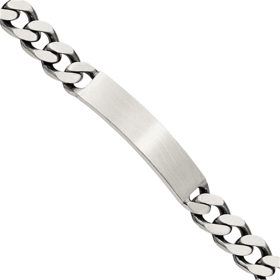 925 Sterling Silver Engraveable Vintage Curb Link Name Bar Identification ID Bracelet