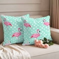 thumbnail image 3 of 2 Pack Outdoor Waterproof Throw Pillow Covers,Summer Pink Flamingo Decorative Square Pillow Case Patio Pillowcases for Chair Couch Sofa 16x16in, 3 of 9