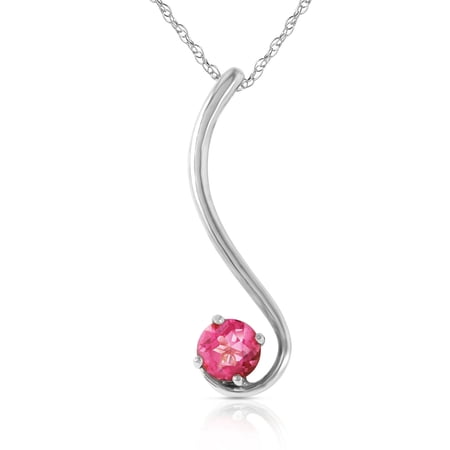 Galaxy Gold 14K Solid Gold Natural Pink Topaz Necklace for Women - White Gold Fine Jewelry