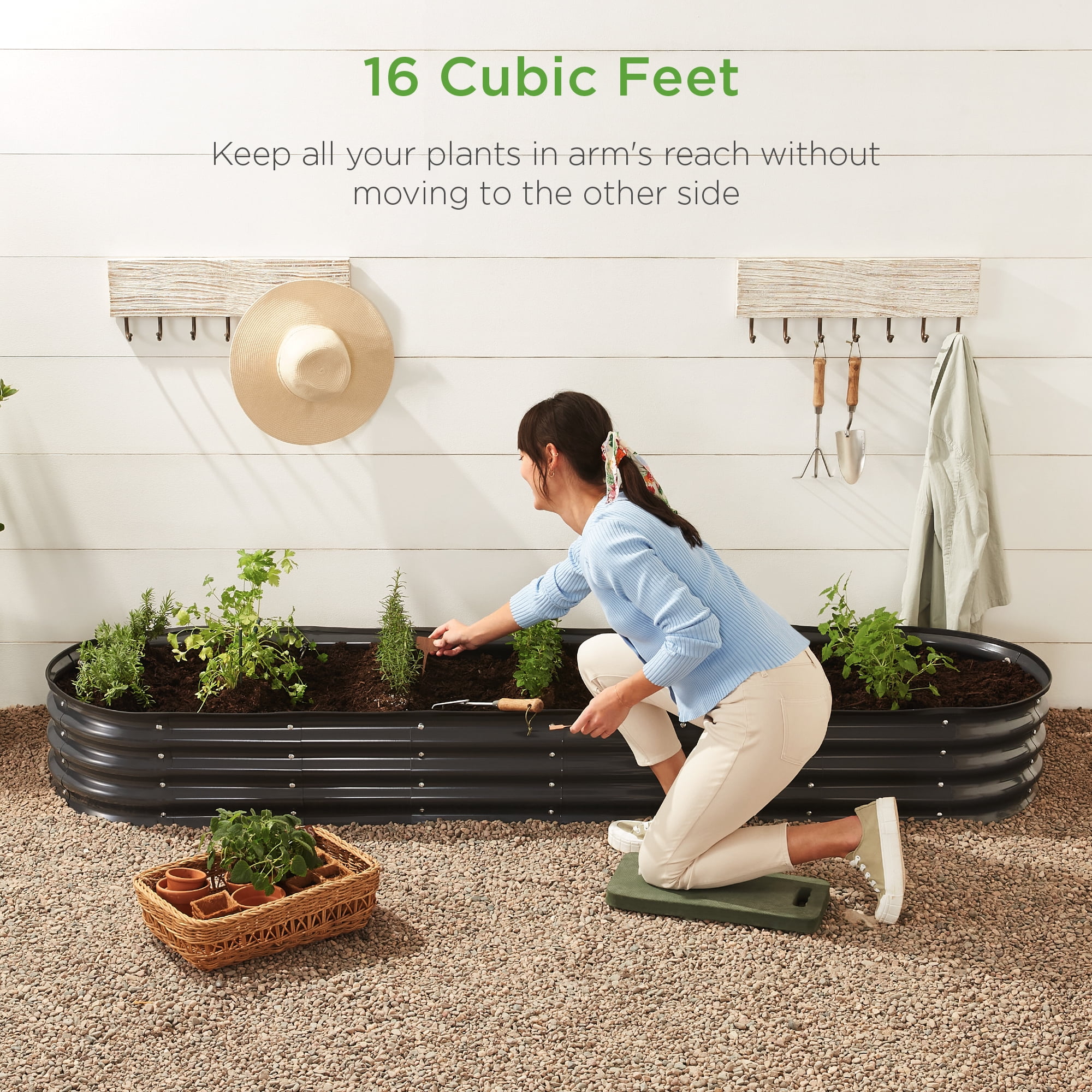 Best Choice Products 8x2x1ft Outdoor Metal Raised Oval Garden Bed, Planter Box for Vegetables, Flowers - Charcoal