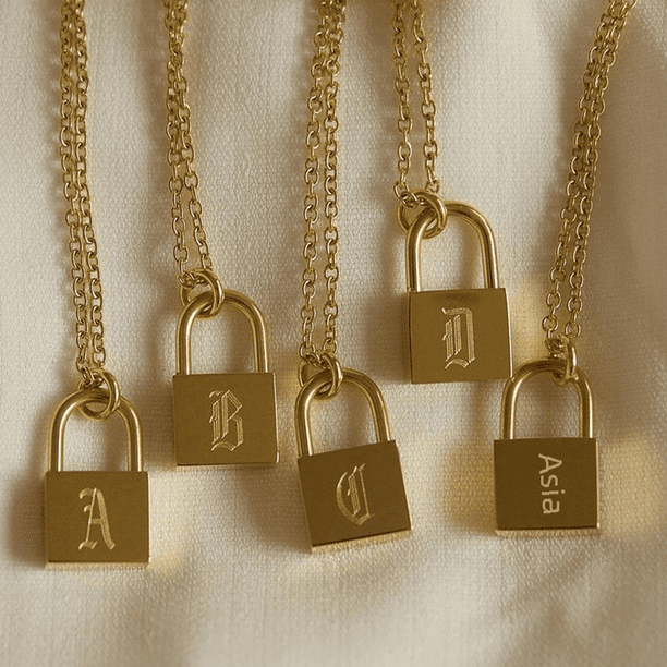 Collar de hip hop con múltiples capas de acero inoxidable y candado concéntrico cruzado