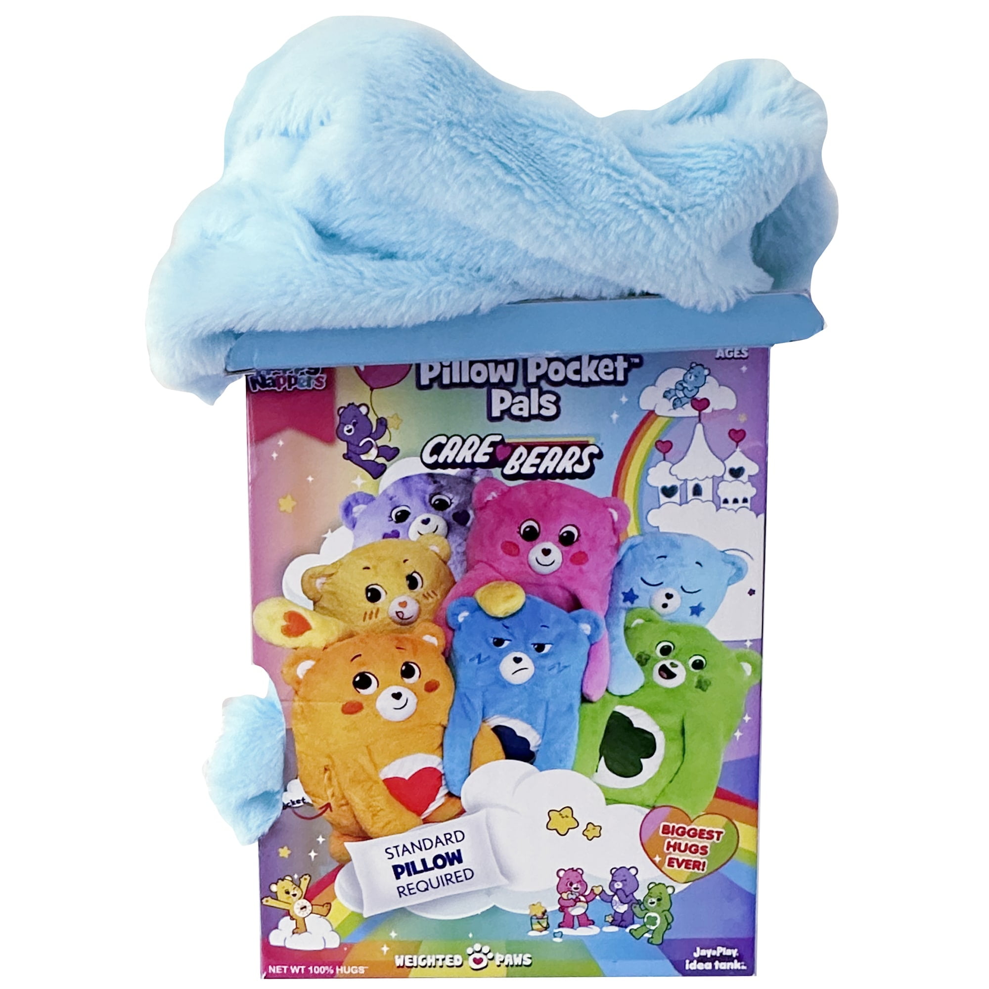 Happy Nappers: Care Bears Pillow Pocket Pal - Bedtime Bear - Plush Character Pillow Case, Animal Cover w/ Weighted Paws, Soft Huggable Companion, Kids