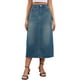 thumbnail image 1 of Falda de mezclilla para mujer INSPIRE CHIC, con cintura alta, abertura trasera, bolsillos, lápiz, midi, talla XL, color azul retro, 1 of 6