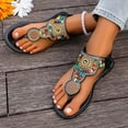 thumbnail image 3 of Boho Sandals for Women Flat Heel Open Toe Casual Flip-Flops Slides Thong Women Fashionable Casual Solid Color Versatile Thick Heel Sandals Outerwear, 3 of 5