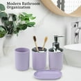 thumbnail image 6 of CERBIOR Bathroom Accessories Set 6 Piece Bath Ensemble Includes Soap Dispenser, Toothbrush Holder, Toothbrush Cup, Soap Dish for Decorative Countertop and Housewarming Gift (Purple), 6 of 7