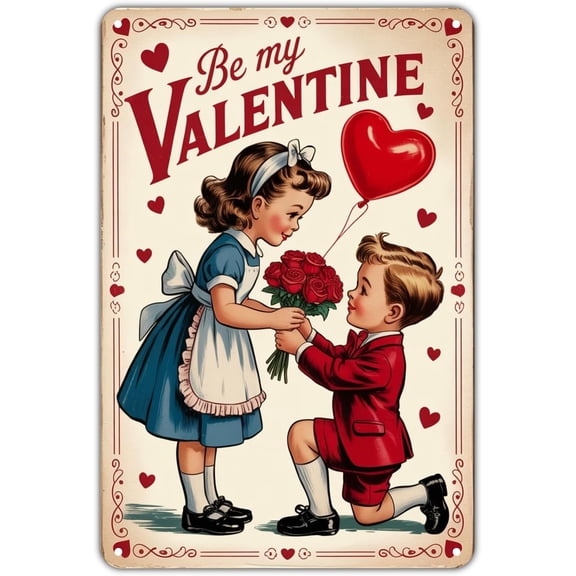 Valentines Day Vintage Retro Love Story Metal Tin Sign Wall Decor for Garden Yard Bar Porch Home Bedroom Kitchen 8 x 12 Inch