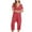 Red, variant on Diufon Womens Casual Rompers Solid Color Capris Playsuits V Neck Short Sleeve Bodysuits with Pockets
