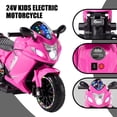 thumbnail image 4 of Xuanlur 24V Electric Motorcycle for Kids, Kids Motorcycle with Training Wheels, LED Light Up Wheels, Dual 390 Motors, Speed Up to 7 mph, Bluetooth Music, Ride On Toy for Kids 3-8 Years Old, Pink, 4 of 8