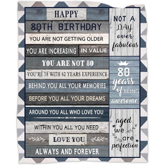 LHSHID 80th Birthday Gifts for Women 80th Birthday Thrown Blanket 80 Years Old Gifts Ideal for Him Her Blanket Gift for Yess Wife Friends 80th Birthday Blanket Decorations 60x80in
