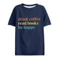 thumbnail image 4 of Tittly T Shirts for Women Spring Tops for Women Women's Read Print Loose Casual Long Sleeved T Shirt Graphic Tees Tshirts Shirts Navy L, 4 of 5