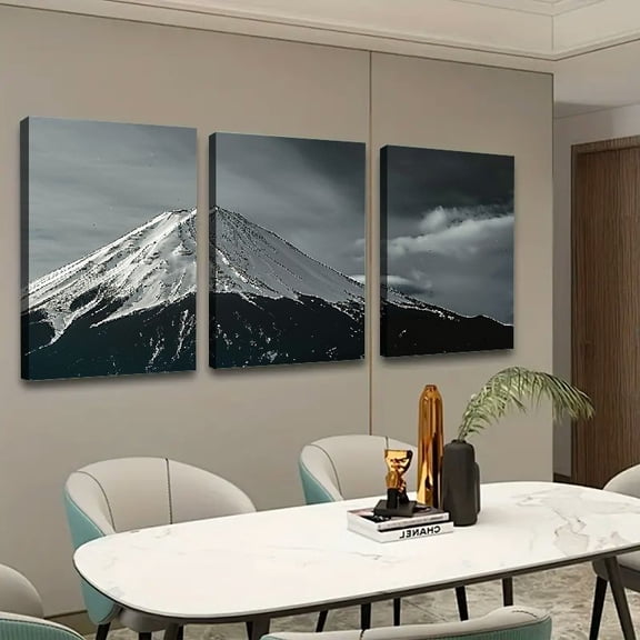 Shadudu Black Wall Art- Mountain Canvas Pictures Painting Artwork for Living Room Bedroom Bathrom Home Decor 16x24x3pcs