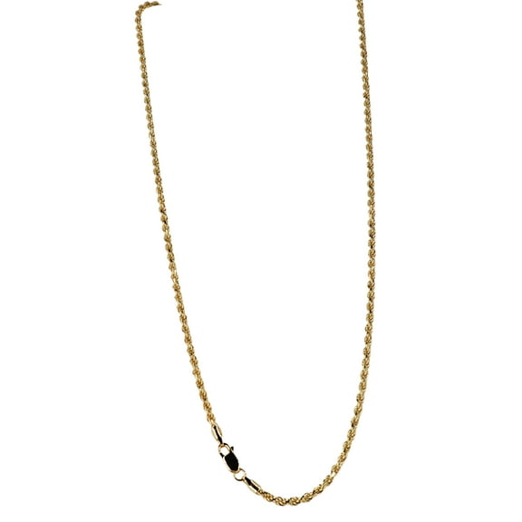 Solid 925 Sterling Silver 14K Gold Plated 22" 2.5MM Diamond Cut Rope Chain Necklace Italy for Men & Women stamped 0.925 MST