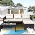 thumbnail image 2 of Patio Dining Sets, 3 Piece Patio Furniture Sets with PE Rattan Loveseat Sofa, Glass Coffee Table, All-Weather Patio Sectional Sofa Set with Lounge for Backyard, Porch, Garden, Pool, LLL238, 2 of 11