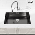 thumbnail image 4 of 33x19 inch Black Stainless Steel Single Bowl Undermount Kitchen Sink with US Standard Drain and Hook, Model SS-BL04D-331912, 4 of 11