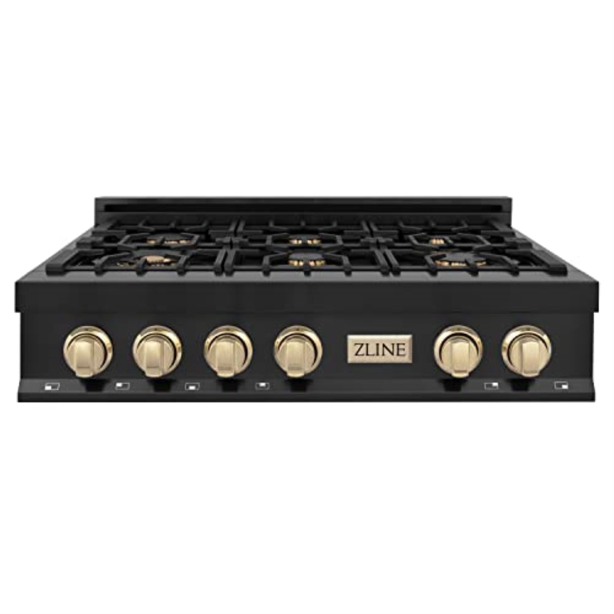 ZLINE 36 in. Autograph Edition Rangetop in Black Stainless Steel with Gold Accents (RTBZ-36-G)