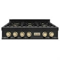 thumbnail image 2 of ZLINE 36 in. Autograph Edition Rangetop in Black Stainless Steel with Gold Accents (RTBZ-36-G), 2 of 5