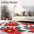 thumbnail image 2 of ODIKA 4'x6' Machine Washable Non-Slip Area Rug, Poinsettia Bloom Punch Needle DIY Kit with Embroidery Hoop Supplies High Traffic Rug with Pad, Red, 644565, 2 of 8