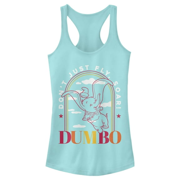 Junior's Dumbo Soaring Sunset Arch Racerback Tank Top Cancun Large