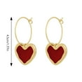 thumbnail image 2 of Stylish Retro Red Heart Earrings - Temperament Internet Personality Jewelry - Versatile Peach Heart Design for Every Occasion, 2 of 8