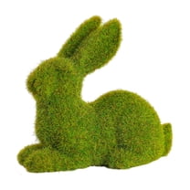 MXTPOV Artificial Flocked Rabbits Ornaments, Easter Bunny Decor for Table Decor, Easter Decorations for Party Home Decor, Garden Decor, Green