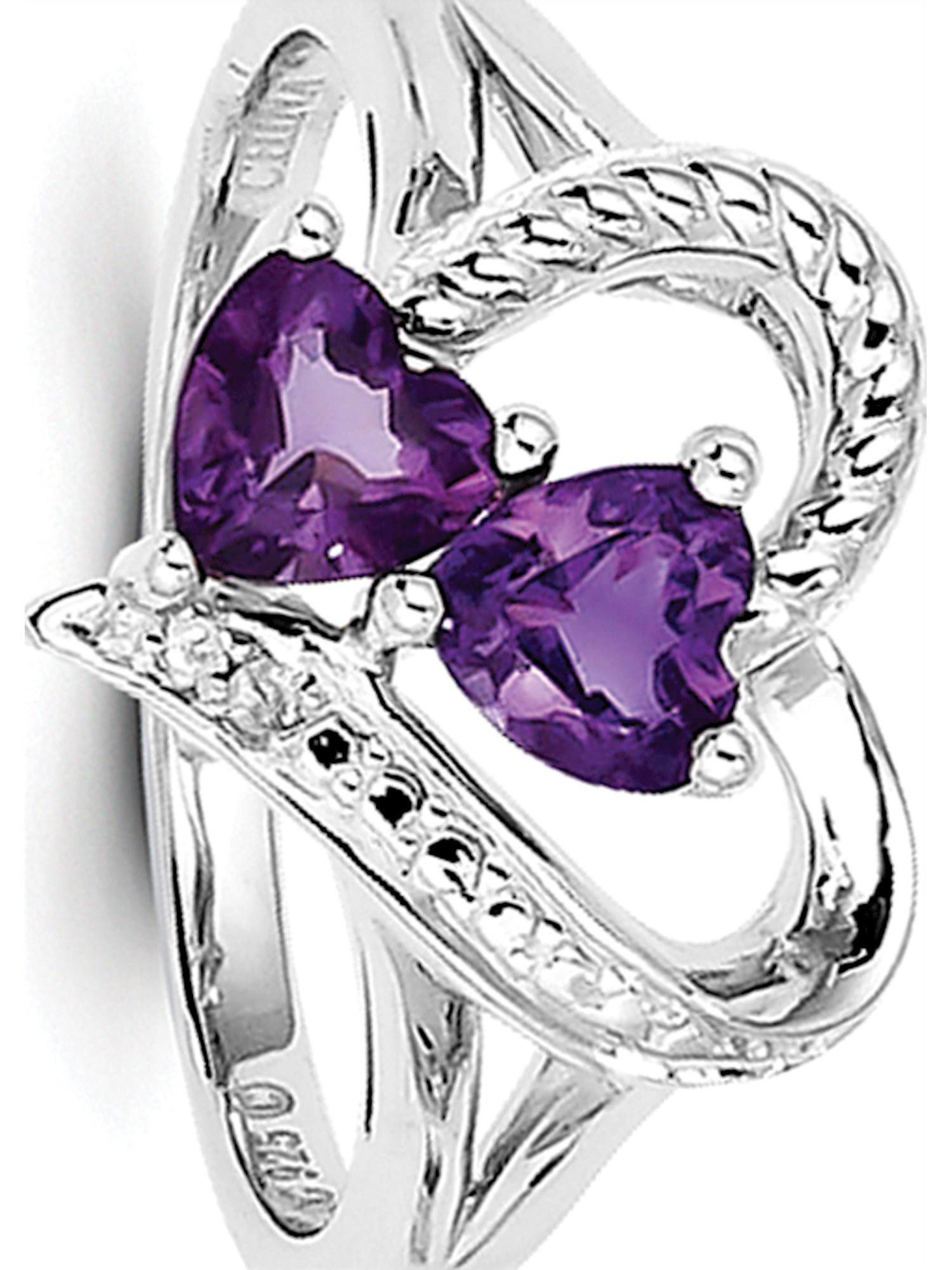 Size 8 Women's Purple Amethyst Engagement Ring Rhodium Silver Platinum Plated 