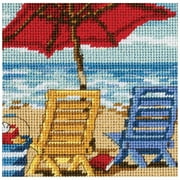 Dimensions Mini Needlepoint Kit 5"X5"-Beach Chair Duo Stitched In Thread
