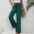 thumbnail image 2 of Sngxgn Woman Pants Women Casual Pants Solid Drawstring Elastic Waist Long Straight Pants(Green,L), 2 of 7