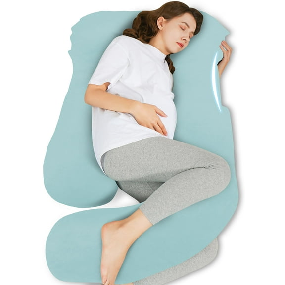 Almohada de embarazo HIPHOP PANDA en forma de U, 145 cm, color azul hielo