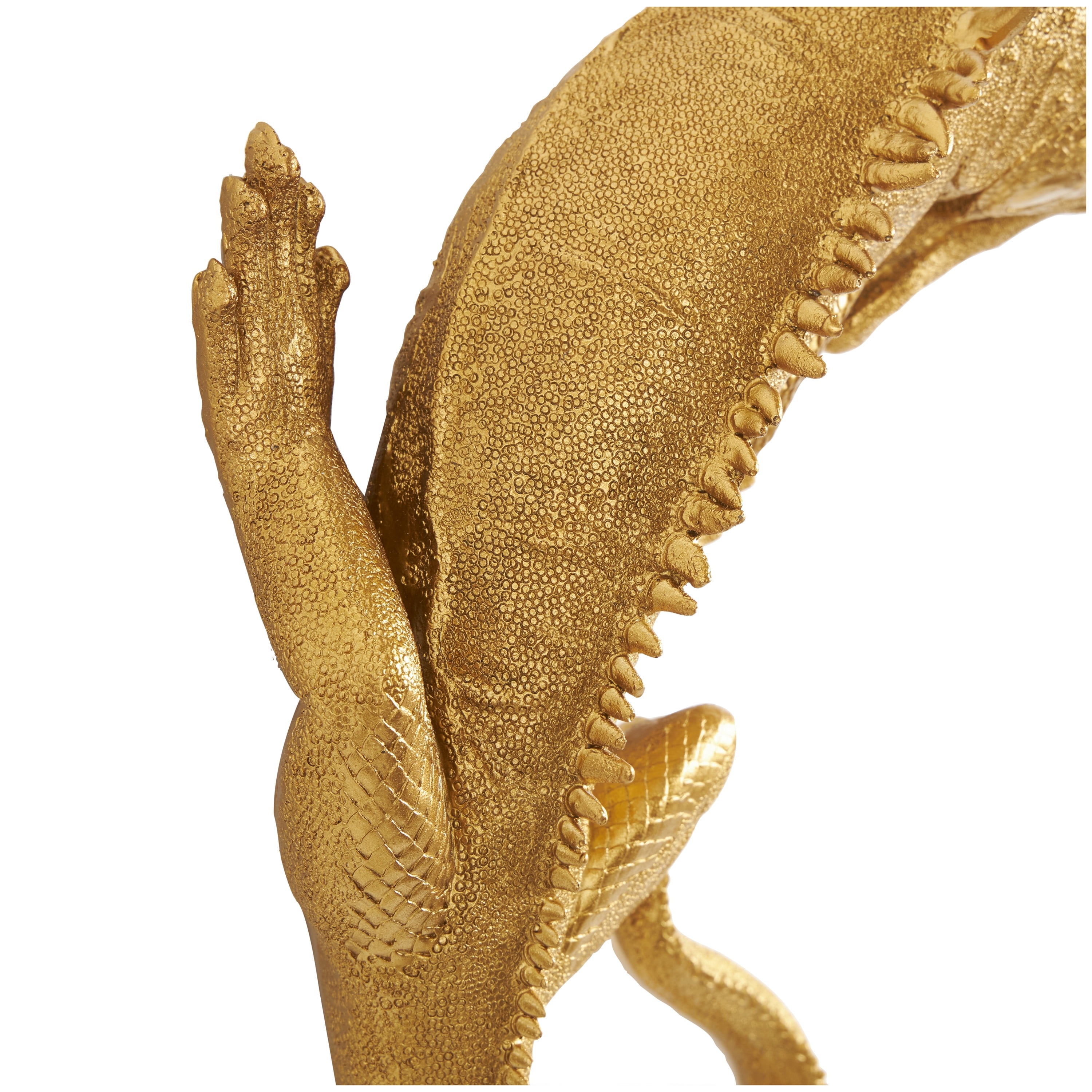 Gold Polystone Lizard Textured Climbing Home Wall Decor, 17" x 10" x 5", by DecMode