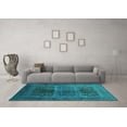 thumbnail image 3 of Ahgly Company Indoor Round Oriental Turquoise Blue Industrial Area Rugs, 3' Round, 3 of 4