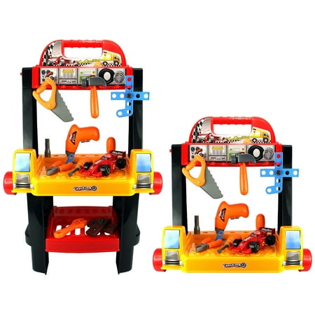 Velocity Toys 2-in-1 Rolling Cart &amp; Workbench Children's 