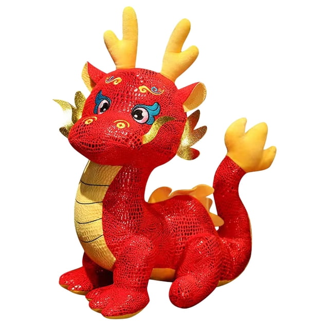 Muñeco de dragón de estilo chino, juguete de peluche, dragón del Zodíaco, muñeco de dragón de peluche decorativo, regalo de Año Nuevo Chino
