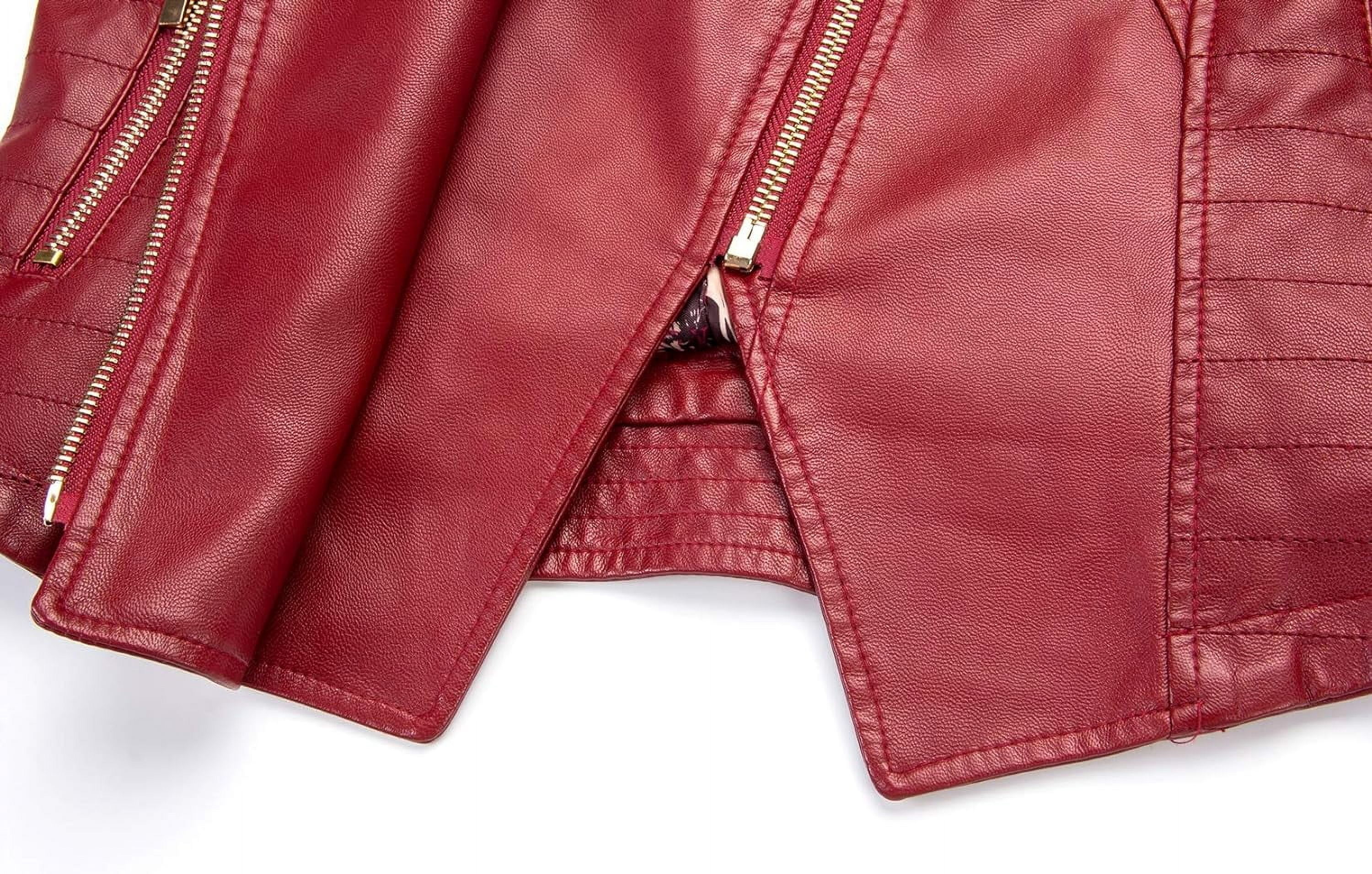 NANAHuang Women's Candy Color Asymmetric Zip Slim Faux Leather Cropped Moto Jacket