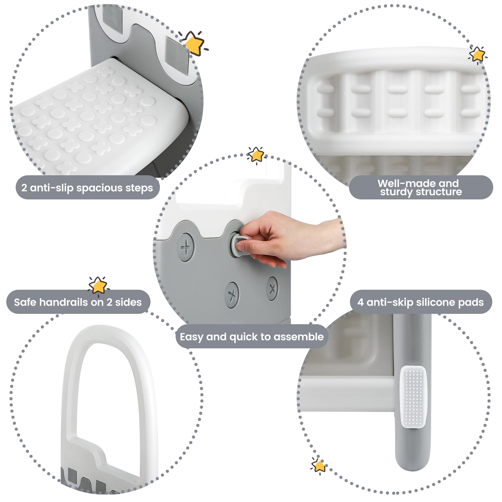 Tropow 2-Step Toddler Stool with Handrails and Non-Slip Pads photo 2
