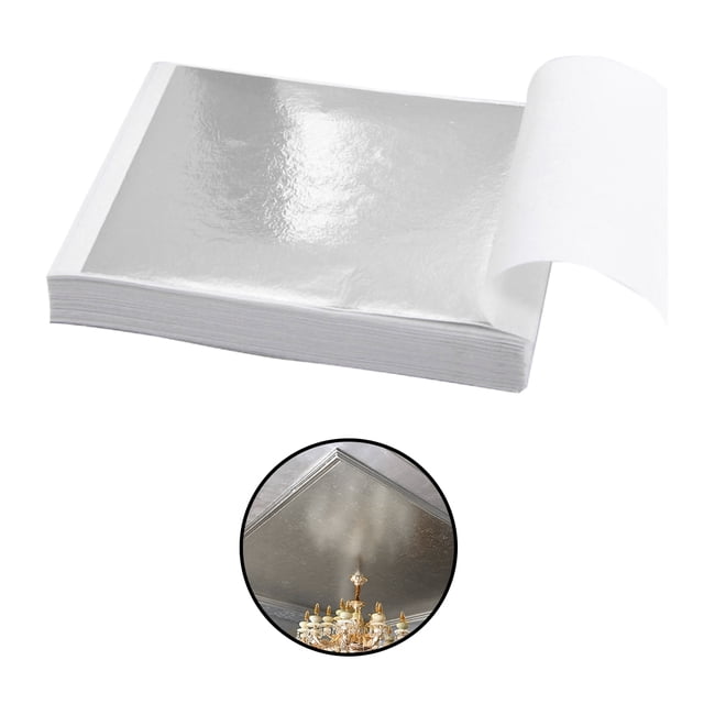 Advancent 100 hojas de hoja de oro brillante puro K práctico para líneas de muebles dorados artesanías de pared decoración dorada Artesanía Hoja de plata Advancent HA001893-02