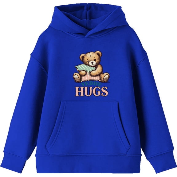 Teddy Hugs Youth Royal Blue Long Sleeve Hoodie-Medium