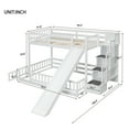 thumbnail image 2 of Harper & Bright Designs Floor Bunk Bed Twin Over Full with Storage Staircase, Solid Wood Bunk Bed with Slide and Guardrail, White, 2 of 9