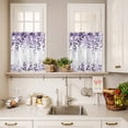 thumbnail image 3 of 3 Piece Kitchen Curtains and Valances Set Purple Cafe Curtains 24 Inch Length Eucalyptus Leaves Valance & Tier Curtain for Living Room Bedroom Small Window 54"x18"+27"x24"*2, 3 of 6