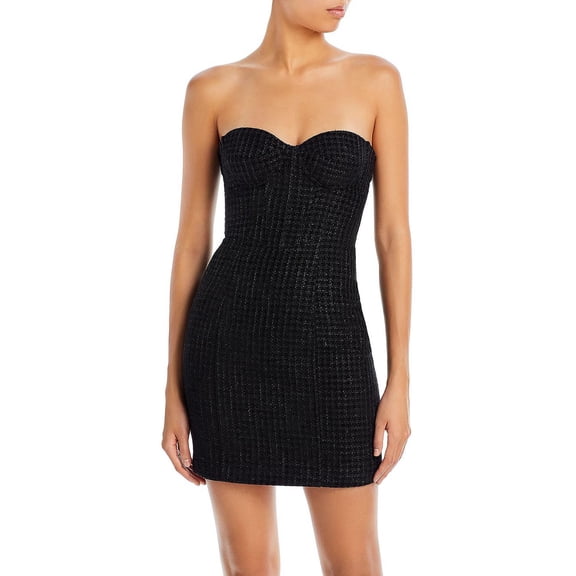 Aqua Womens Tweed Strapless Mini Dress