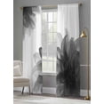 thumbnail image 4 of Gradient Floral Sheer Curtains 108 Inches Long 2 Panels Black Grey Translucent Flower Decorative Light Filtering Semi Sheer Window Curtains Drapes for Bedroom Living Room 52"x108", 4 of 7