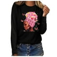 thumbnail image 2 of Okbop Juniors Tops, Breast Cancer Top Casual Long Sleeve O-Neck Sweatshirt Pullover Work Blouse Collared Shirts for Women, 2 of 4