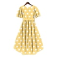 thumbnail image 7 of Uscallm Women Plus Size V Neck Short Sleeve Tie Polka Dot Boho Casual Midi Wrap Dress A-Line Beach Vacation Dresses, Beige S, 7 of 7