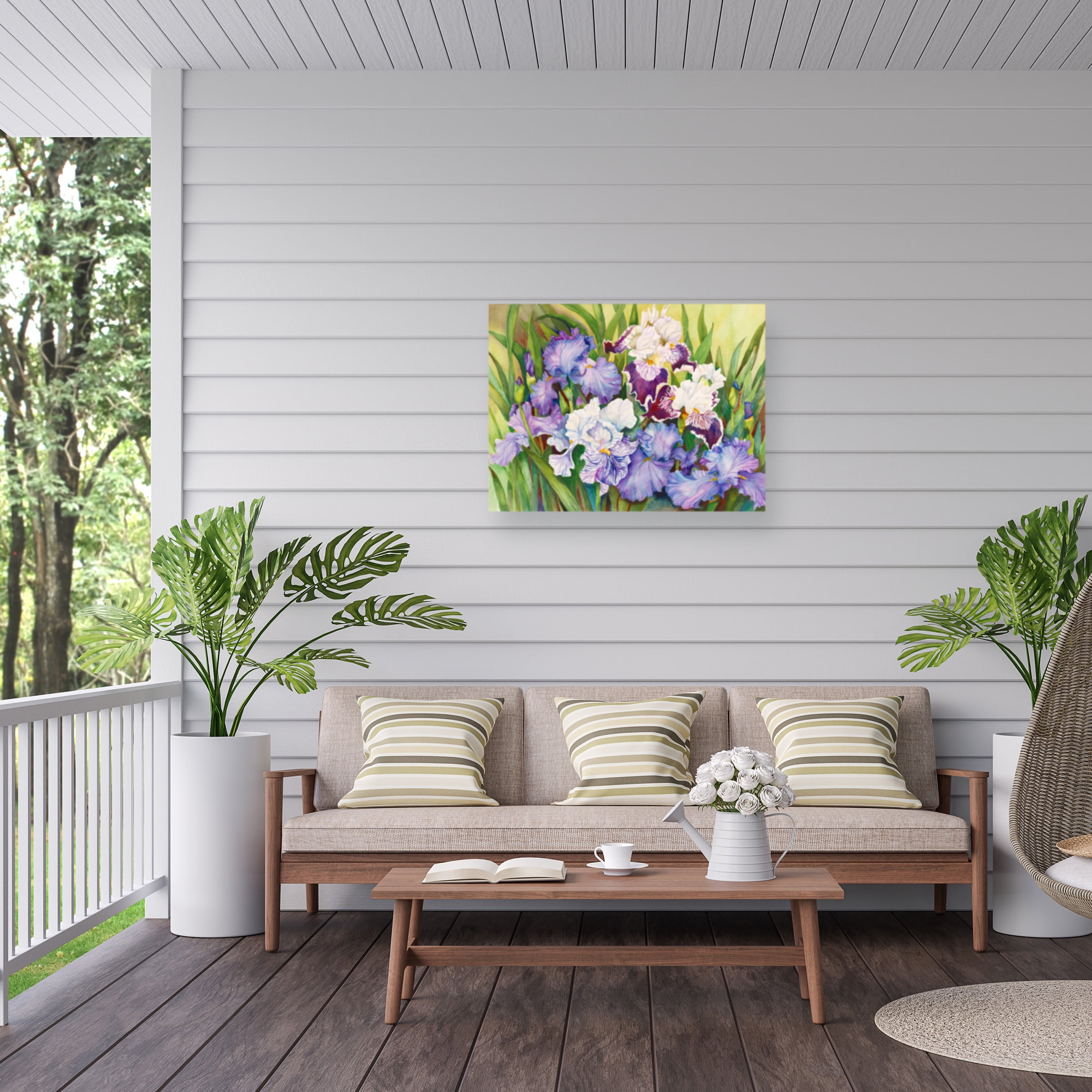 Joanne Porter 'Irises In Shades Of Lavender' Outdoor Canvas 14x19