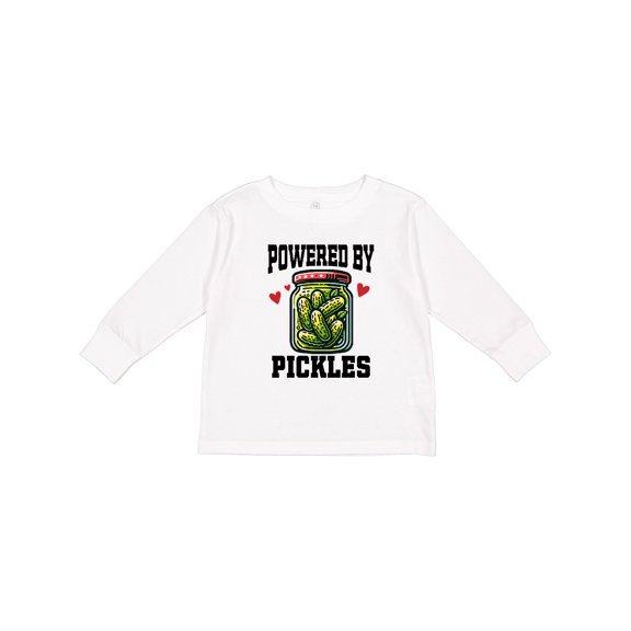 Inktastic Pickle Lover Funny Powered by Pickles Boys or Girls Long Sleeve Toddler T-Shirt